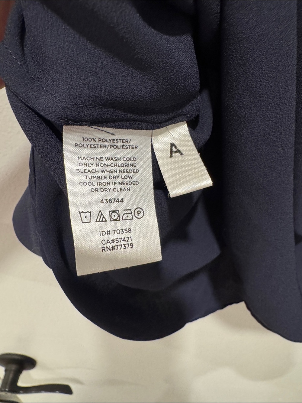 Ann Taylor Navy Blue Utility Blouse | XS | Long Sleeve Split Neck Top - Picture 4 of 4
